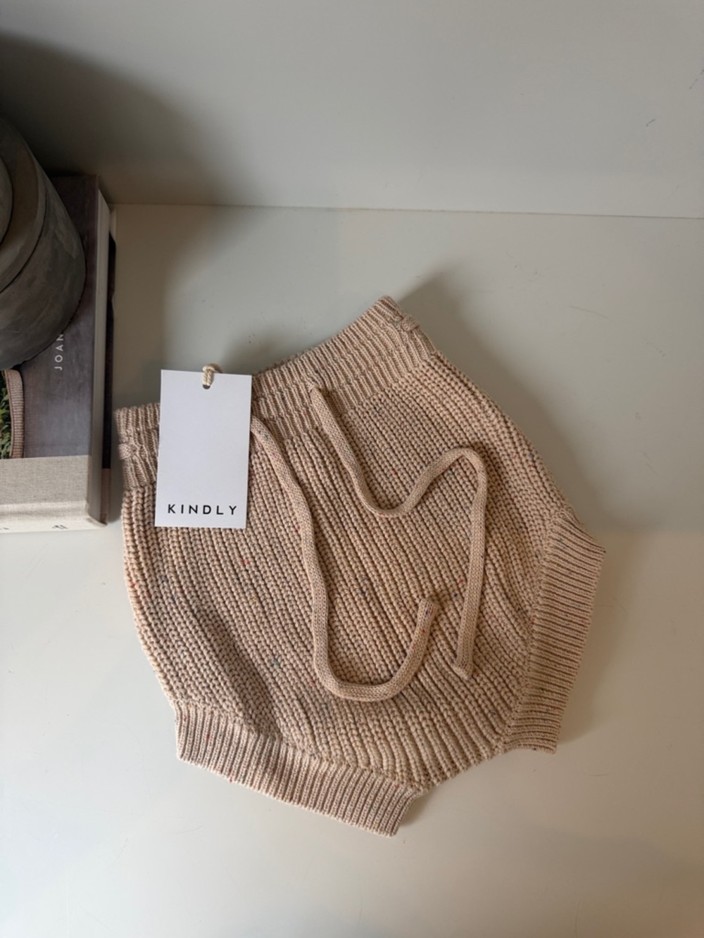 Kindly Confetti Knit Baby Bloomers in Beige